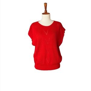Vintage Cap Sleeve Sweater Vest Size Medium Red